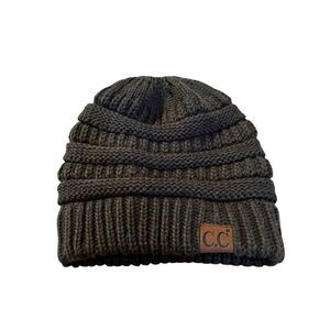 C. C. Exclusives Womens One Size Slouchy Knitted Tobaggan Hat Beanie Dark Gray